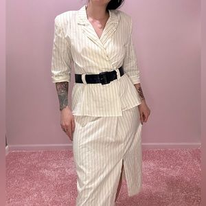 Vintage 80s pinstripe collared dress size 10-12